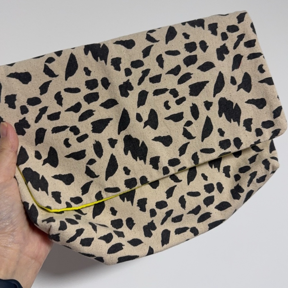 New cream and black animal print makeup bag/ cosmetic bag
